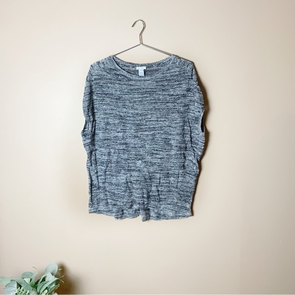 [J. Jill] Pure Jill Heather Gray Short Sleeve Linen Blend Top - Picture 1 of 7